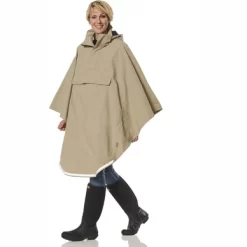 Poncho Happy Rainy Days Rain Cape Unisex Beige
