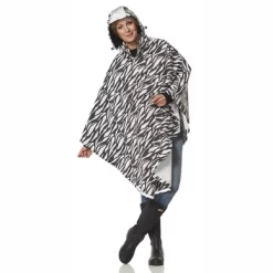 Poncho Happy Rainy Days Rain Cape Unisex Grey White -Regenstiefel Geschäft 3 32036 hrd 9 2022 cape zebra gray scaled 1